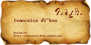 Ivancsics Ákos névjegykártya
